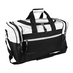 DALIX 17″ Blank Duffle Bag Duffel Bag Travel Size Sports Durable Gym Bag (White)