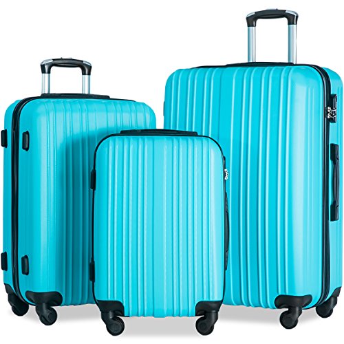 Merax Hylas 3 Piece Luggage Set Lightweight Spinner Suitcase (Skyblue ...