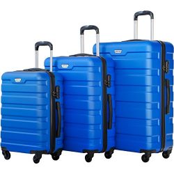 Merax Luggage Set 3 Piece Lightweight Spinner Suitcase (Blue)