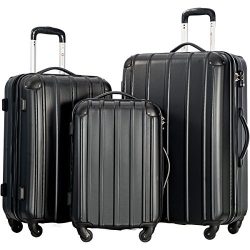 Merax Travelhouse 3 Piece Spinner Luggage Set with TSA Lock (Black)