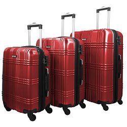 3 Piece Luggage Set Durable Lightweight Spinner Suitecase-LUG3-GL8109-RED