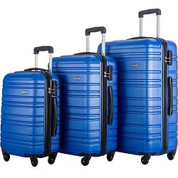 FLIEKS Luggages 3 Piece Luggage Set Spinner Suitcase (Blue)