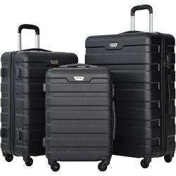 Merax Luggage Set 3 Piece Lightweight Spinner Suitcase (Black)