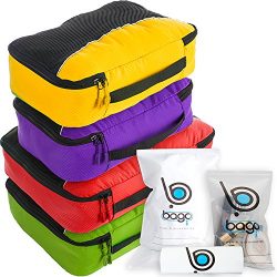 4 Travel Packing Cubes For Luggage Organizer / Suitcase + 6 Toiletry and Laundry Organizers (2_L ...