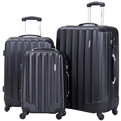 Goplus 3 Pcs Luggage Set ABS Hardshell Travel Bag Trolley Suitcase w/ TSA Lock (Black) ¡­