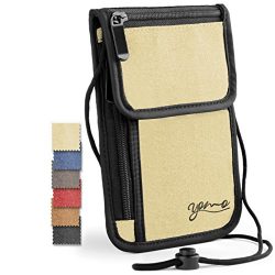 Passport Holder by YOMO. RFID Safe. The Classic Neck Travel Wallet. [New Version-2016]