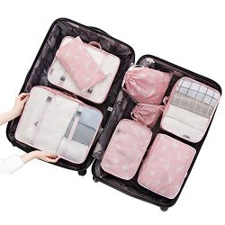 Belsmi 8 Set Packing Cubes – Waterproof Compression Travel Luggage Organizer With Shoes Ba ...