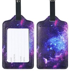 Lizimandu PU Leather Luggage Tags Suitcase Labels Bag Travel Accessories – Set of 2 (Star_ ...