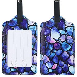 Lizimandu PU Leather Luggage Tags Suitcase Labels Bag Travel Accessories – Set of 2 (Blue  ...