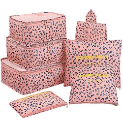 Luggage Cubes,Mossio 7 Pack Lightweight Toiletry Organizer Space Saver Travel Accessories Pink L ...