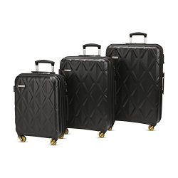 3 Piece Luggage Set Durable Lightweight Hard Case Spinner Suitecase LUG3 SS505A BLACK