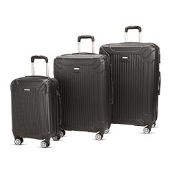 3 Piece Luggage Set Durable Lightweight Spinner Suitecase LUG3 GL8216 BLACK