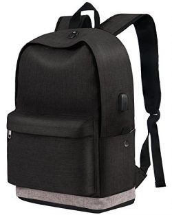 School Backpack for laptop, Unisex Water-resistant Student Travel Back Bag with USB Charging Por ...