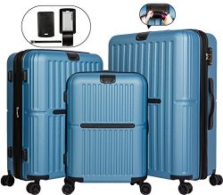 Cheergo Expandable Hardside Luggage Set 3 PCS Hardshell Spinner Suitcases with TSA Lock Luggage  ...