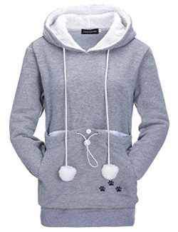 Bangerdei Women’s Kangaroo Pouch Pet Holder Carrier Hoodie Cat Dog Sweatshirt (S, Grey3)