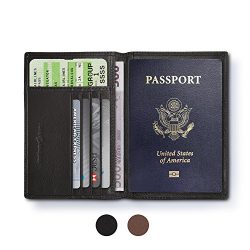 RFID Blocking Folding Leather Passport Holder Wallet For Men and Women – Black