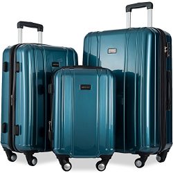 Merax Luggage 3 Piece Sets ABS+PC Expandable Luggage Set with TSA Lock (.Blue)