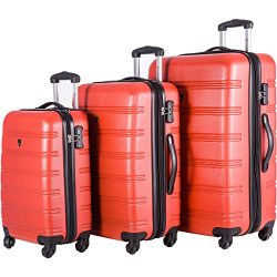 Travelhouse Luggage Set 3 Piece Expandable Lightweight Spinner Suitcase (Red)