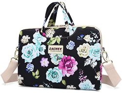 Dachee Black Flowers Patten Waterproof Laptop Shoulder Messenger Bag Case Sleeve for 11 Inch 12  ...