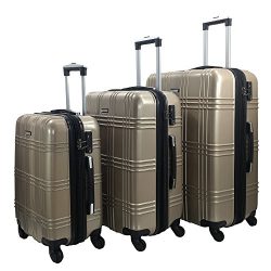 3 Piece Luggage Set Durable Lightweight Spinner Suitecase-LUG3-GL8109-CHAMPAGNE