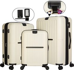 Cheergo Expandable Lightweight Hardside Luggage Set 3 PCS Hardshell Spinner Suitcases with TSA L ...