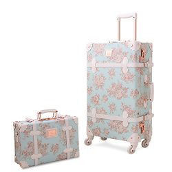 Vintage Floral Luggage Sets Pu Leather Suitcase Set Hand Bag Spinner Carry On