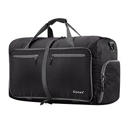 Gonex 60L Foldable Travel Duffel Bag Water & Tear Resistant, Black