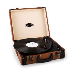 auna Jerry Lee • Portable Vinyl Record Player • Suitcase • Vintage Turntable • Built-In Stereo S ...