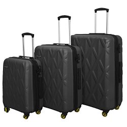 3 Piece Luggage Set Durable Lightweight Hard Case Spinner Suitecase LUG3 SS505A DARK GREY