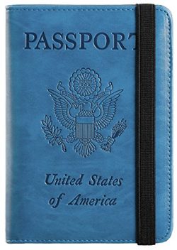 Passport Holder Case,PASCACOO Cover RFID Blocking Leather Wallet Travel Document Holder Id Card  ...