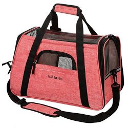 TailHouse Pet Carrier Airline Approved for Dogs Cats Puppies: Pink Purse Travel Bag fits under s ...