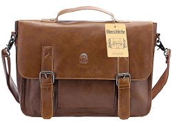 Vintage Faux Leather 14″ Briefcases.Berchirly Laptop Shoulder Bags Professional Messenger  ...