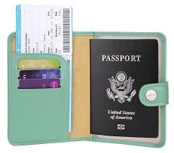 Zoppen Rfid Blocking Travel Passport Holder Cover Slim Id Card Case (#35 Aqua Green (2018 New))