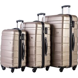 Merax MT Imagine Luggage Set 3 Piece Spinner Suitcase 20 24 28inch (Gold)