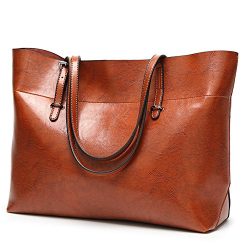 Womens Tote Bag For Small Laptops Top Handle Handbags Soft Leather Work Bag /2 Size