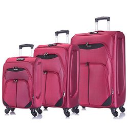 3 PC Luggage Set Durable Lightweight Spinner Suitecase Burgandy