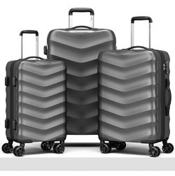 Cheergo Expandable Hardside Luggage Set 3 PCS Hardshell Designer Suitcases with TSA Lock and Lug ...