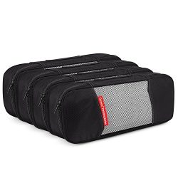 4 Slim Packing Cubes Travel Luggage Organizers Black