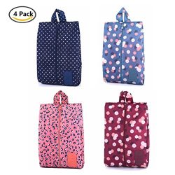 4 pack Shoe Bags-Portable Waterproof Multi-function Nylon Travel Shoe Bags with Zipper Closure ( ...