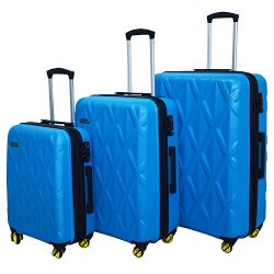 3 Piece Luggage Set Durable Lightweight Hard Case Spinner Suitecase LUG3 SS505A BLUE