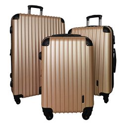 3 PC Luggage Set Durable Lightweight Spinner Suitecase LUG3 9018 LIGHT GOLD