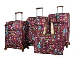 Lily Bloom Luggage Set 4 Piece Suitcase Collection With Spinner Wheels For Woman (Cat And Mouse)