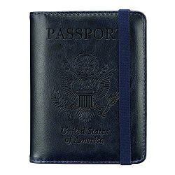 Passport Holder Travel Cover Case – HOTCOOL Leather RFID Blocking Wallet For Passport (Nav ...