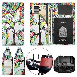 XeYOU Passport Holder Travel Wallet Vegan Leather Passport Case Cover Air Ticket Holder (Love Tree)