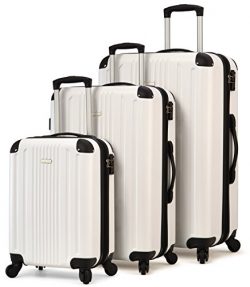 TravelCross Milano Luggage 3 Piece Lightweight Spinner Set (White)