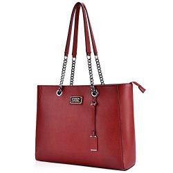 Laptop Bag for Women,15.6 IN Spacious Laptop Tote with Sturdy Lengthen Chain-link Straps by ZYSU ...