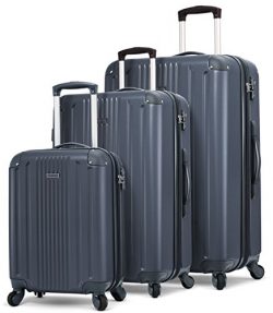 TravelCross Milano Luggage 3 Piece Lightweight Spinner Set (Dark Gray)