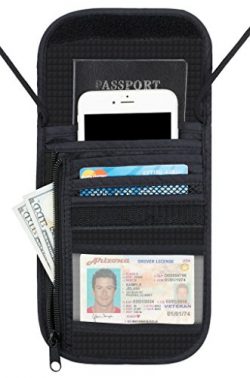 Travelambo Neck Wallet and Passport Holder Travel Wallet with RFID Blocking for Security (black  ...