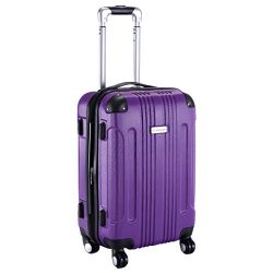 Goplus GLOBALWAY Expandable 20″ ABS Carry On Luggage Travel Bag Trolley Suitcase (Purple)