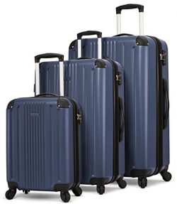 TravelCross Milano Luggage 3 Piece Lightweight Spinner Set (Dark Blue)